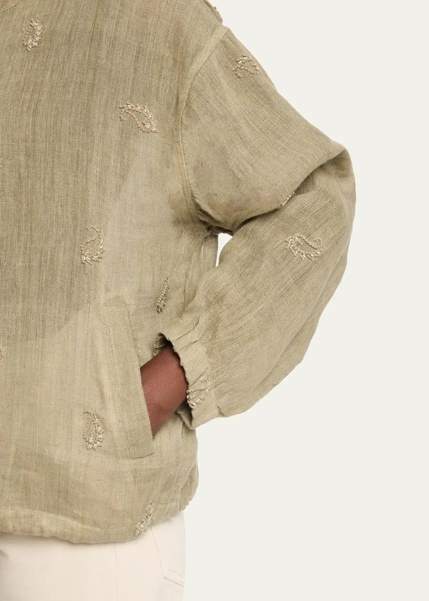 Kartik Research Kaza Paisley-Embroidered Linen Jacket | Thumbnail 5 Kartik Research Kaza Paisley-Embroidered Linen Jacket | Thumbnail 5