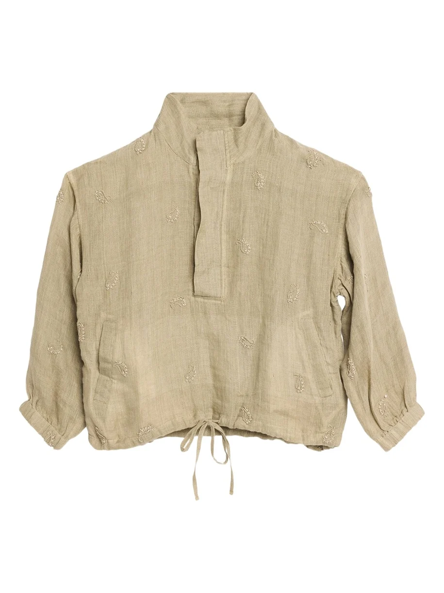 Kaza Paisley-Embroidered Linen Jacket