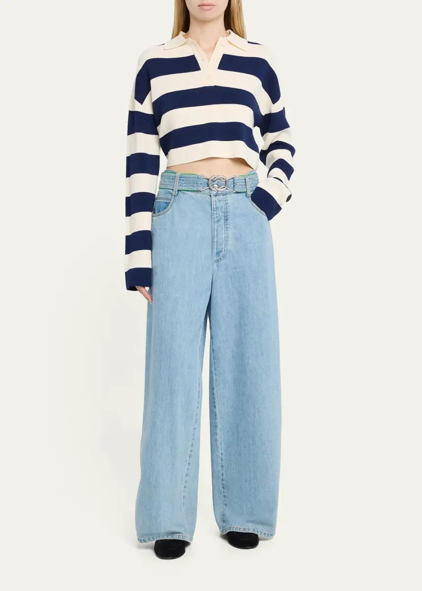 SEROYA Ryla Striped Polo Sweater | Thumbnail 2 SEROYA Ryla Striped Polo Sweater | Thumbnail 2