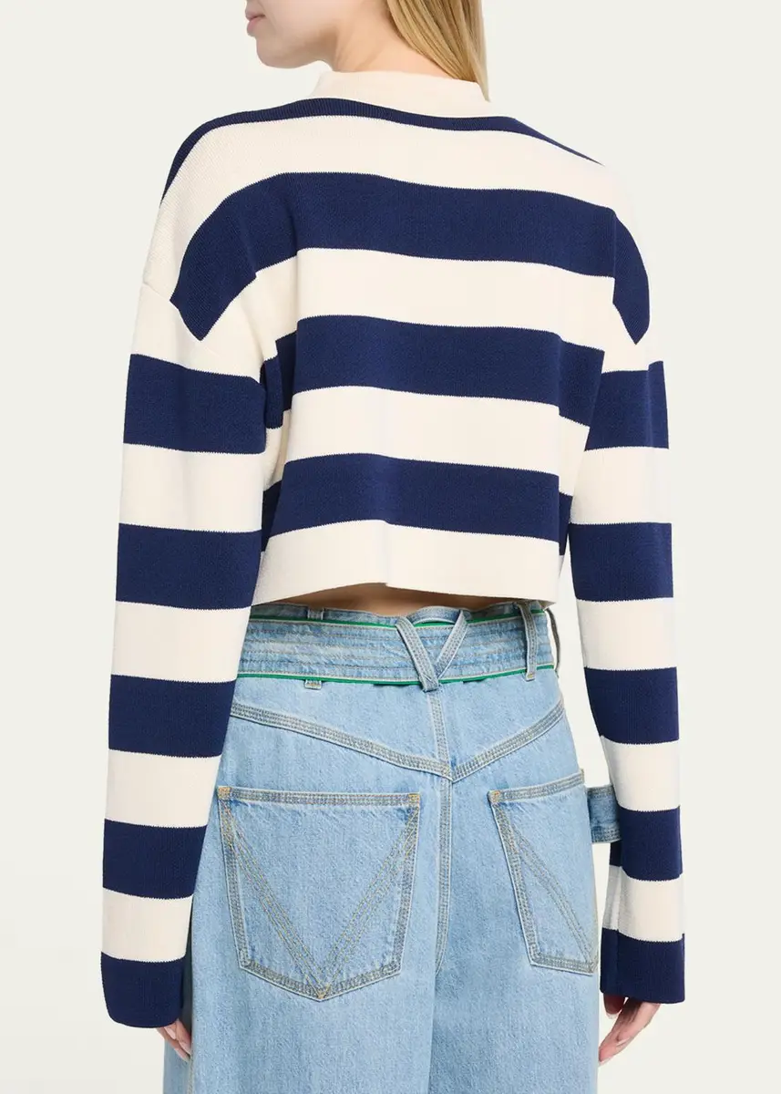 SEROYA Ryla Striped Polo Sweater | Thumbnail 3 SEROYA Ryla Striped Polo Sweater | Thumbnail 3