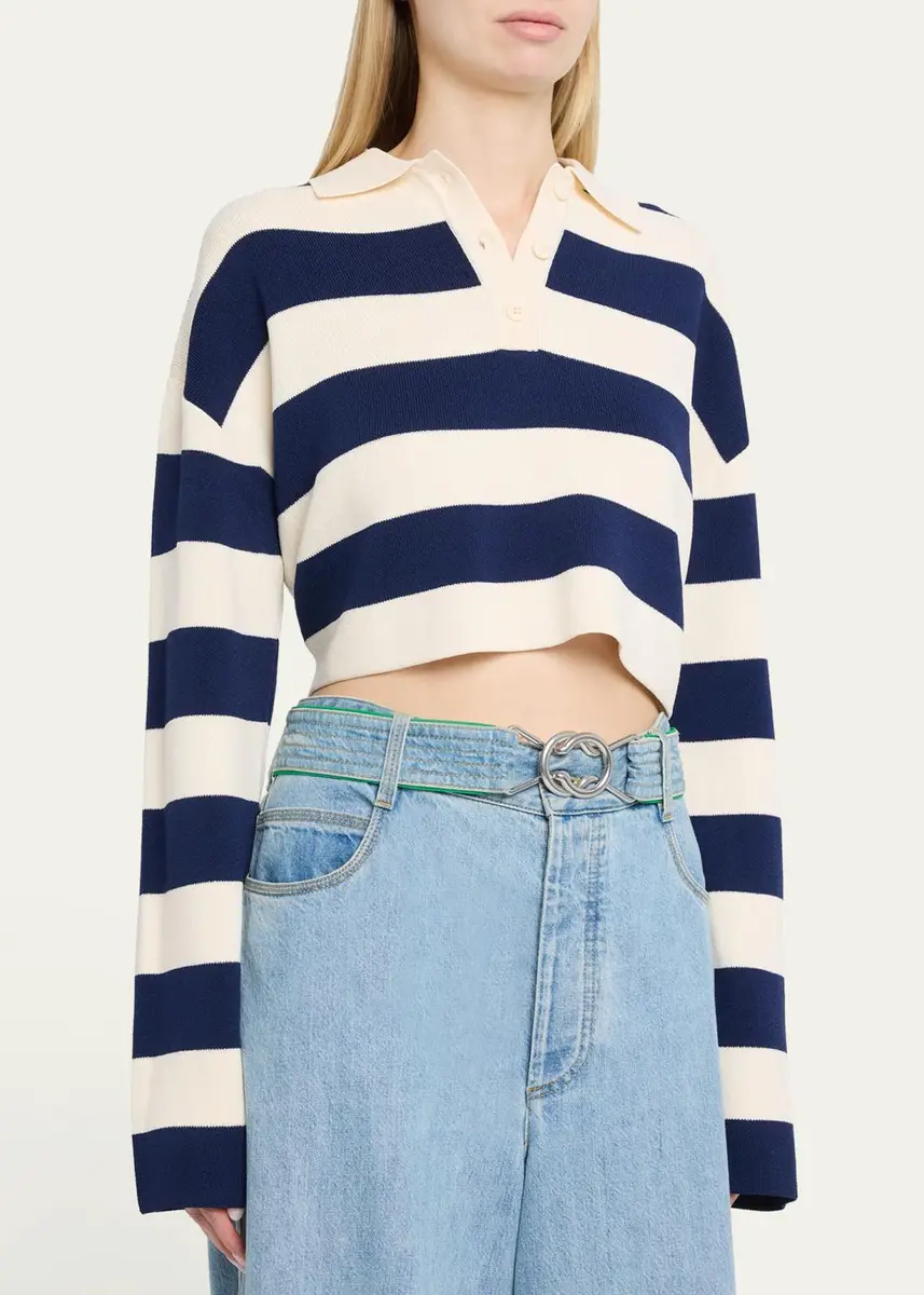 SEROYA Ryla Striped Polo Sweater | Thumbnail 4 SEROYA Ryla Striped Polo Sweater | Thumbnail 4