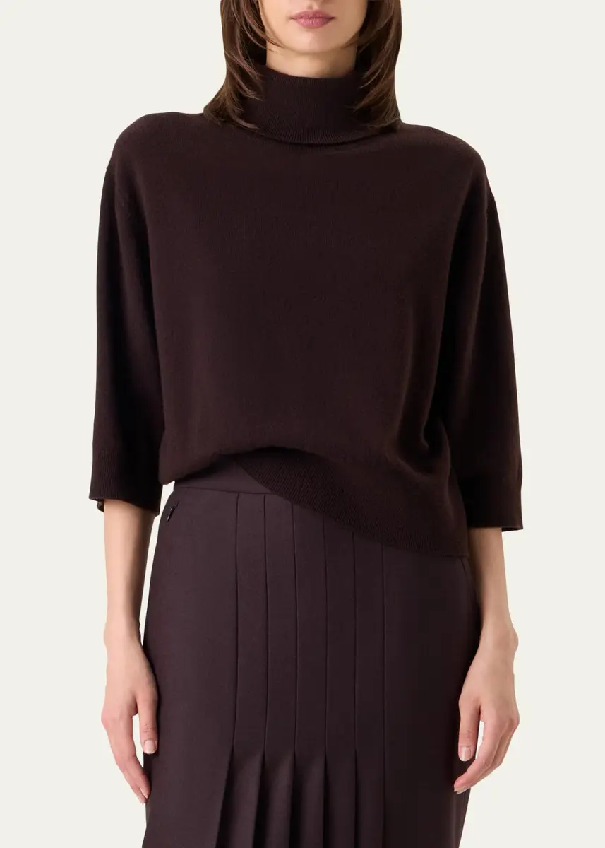 Akris Turtleneck Cashmere 3/4-Sleeve Sweater | Thumbnail 4 Akris Turtleneck Cashmere 3/4-Sleeve Sweater | Thumbnail 4