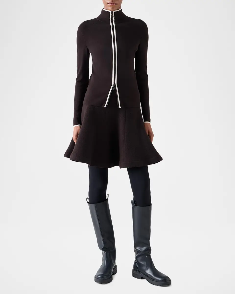 Akris punto Merino Wool Knit Zip Cardigan | Thumbnail 2 Akris punto Merino Wool Knit Zip Cardigan | Thumbnail 2