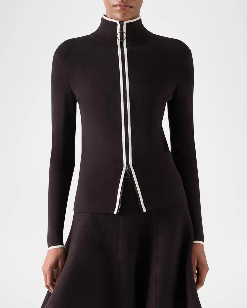 Akris punto Merino Wool Knit Zip Cardigan | Thumbnail 4 Akris punto Merino Wool Knit Zip Cardigan | Thumbnail 4