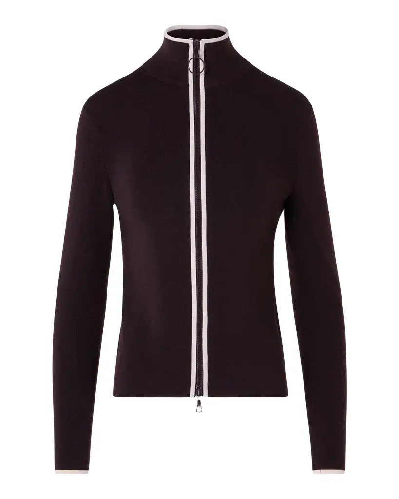 Akris punto Merino Wool Knit Zip Cardigan | Image 1 Akris punto Merino Wool Knit Zip Cardigan | Image 1