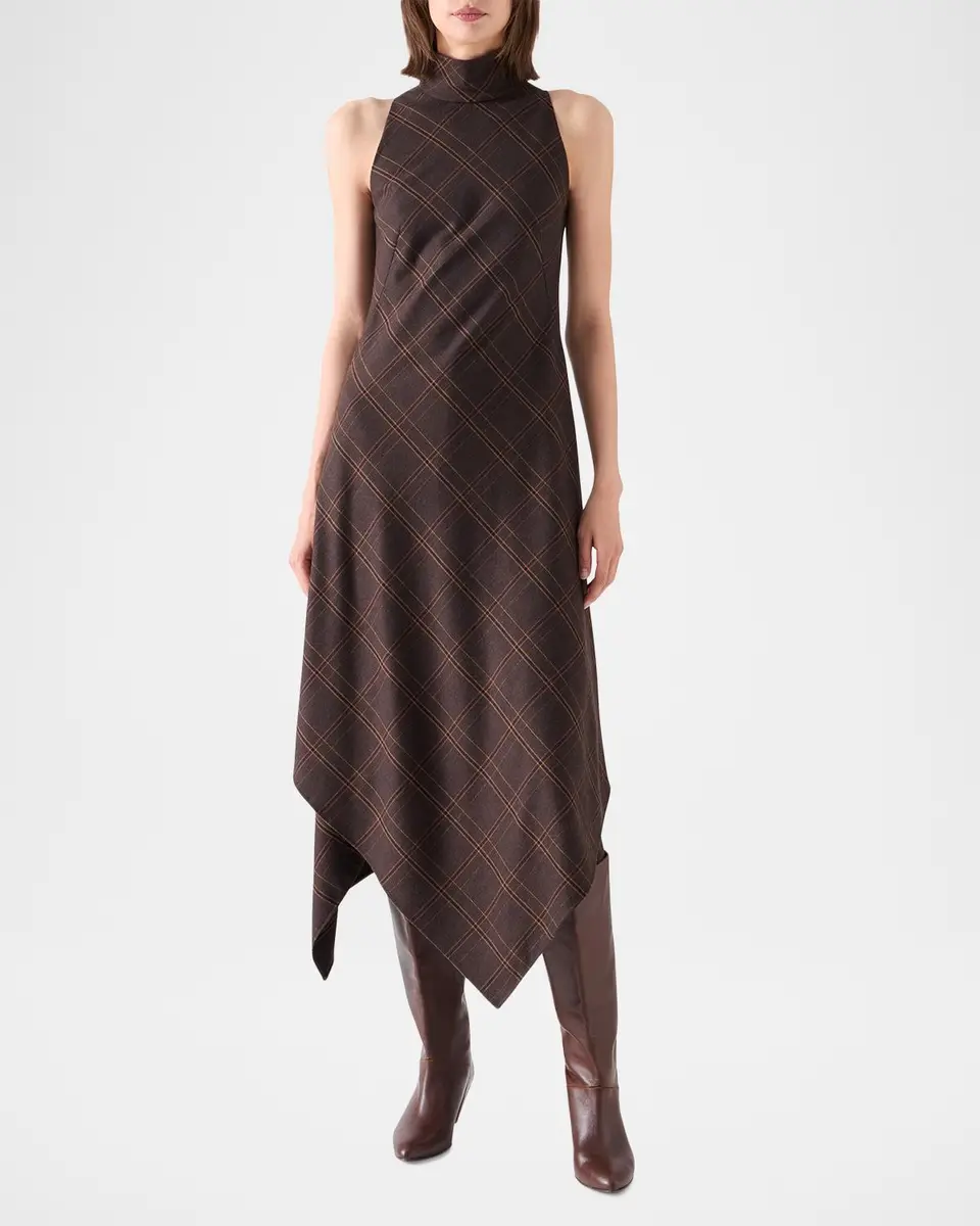 Akris punto Blanket Check Wool-Blend Flannel Midi Dress | Thumbnail 4 Akris punto Blanket Check Wool-Blend Flannel Midi Dress | Thumbnail 4