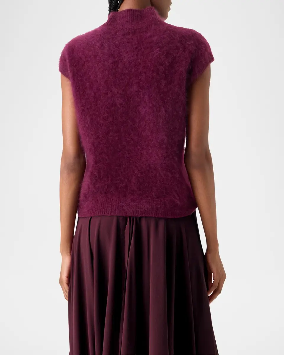Akris Mock-Neck Cloud Cashmere Cap-Sleeve Sweater | Thumbnail 3 Akris Mock-Neck Cloud Cashmere Cap-Sleeve Sweater | Thumbnail 3