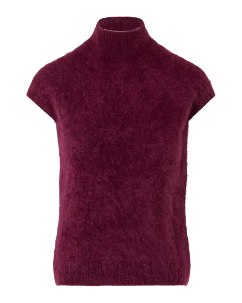 Akris Mock-Neck Cloud Cashmere Cap-Sleeve Sweater | Image 1 Akris Mock-Neck Cloud Cashmere Cap-Sleeve Sweater | Image 1