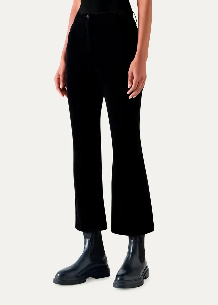 Akris punto Cali Stretch Velvet Bootcut Pants | Thumbnail 4