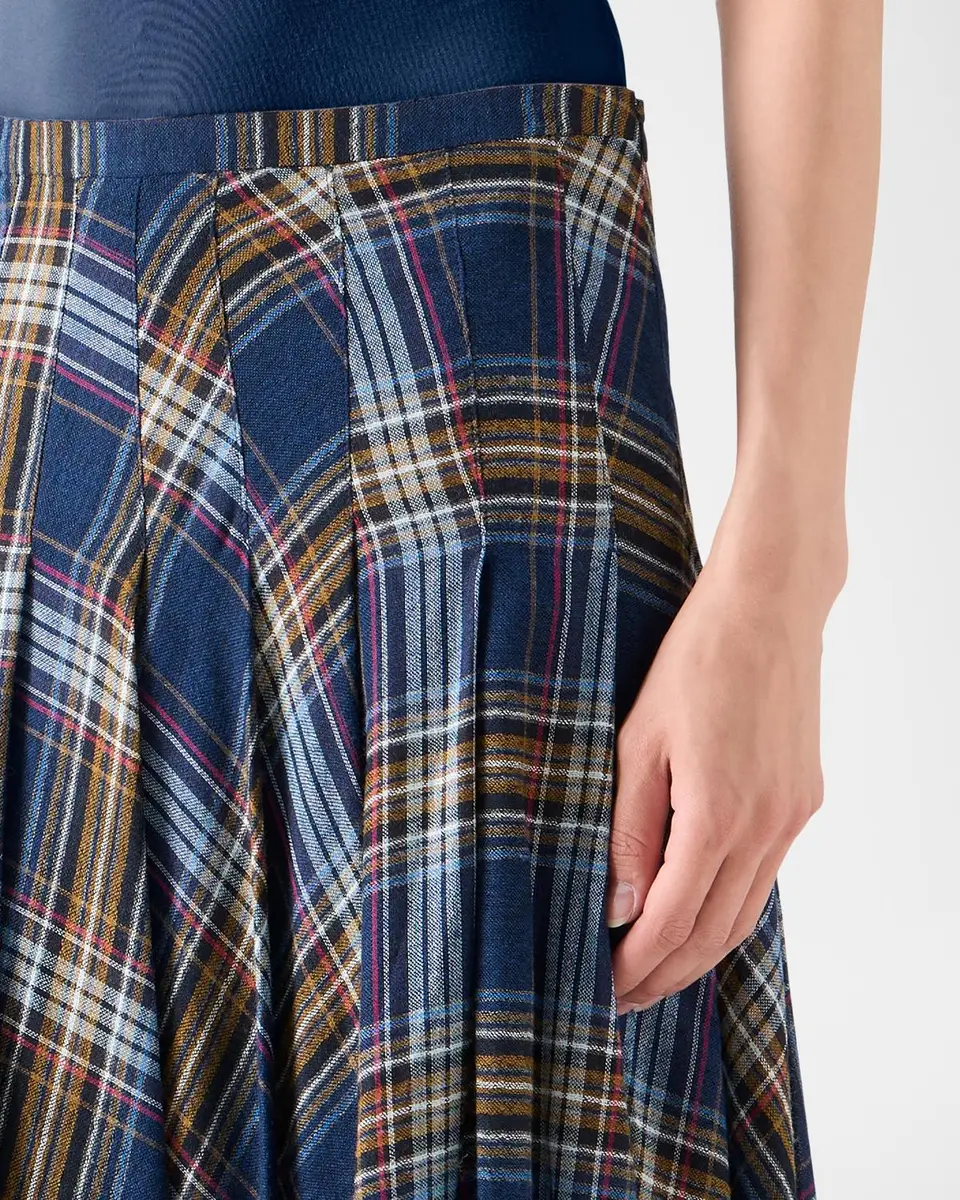 Akris punto Plaid Lightweight Wool Blend Shelley Midi Skirt | Thumbnail 5