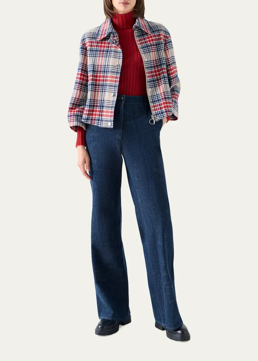 Akris punto Check Wool Zip Short Jacket | Thumbnail 2