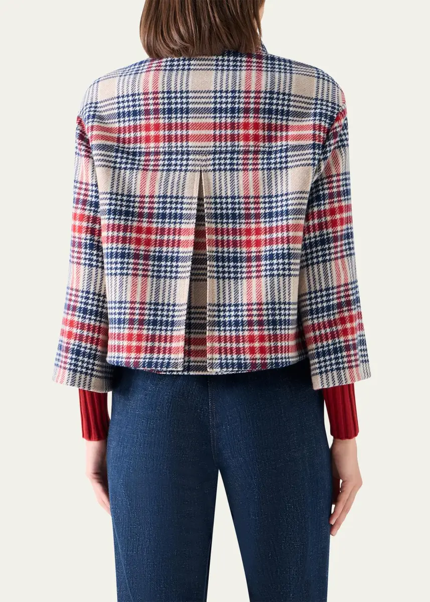Akris punto Check Wool Zip Short Jacket | Thumbnail 3