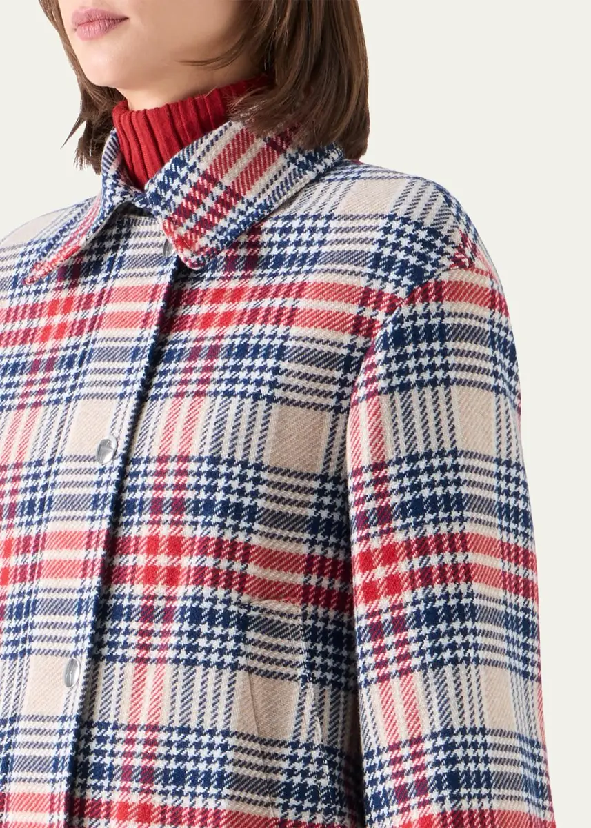 Akris punto Check Wool Zip Short Jacket | Thumbnail 5