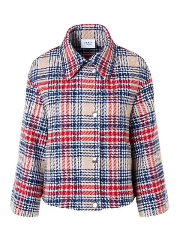 Check Wool Zip Short Jacket Check Wool Zip Short Jacket