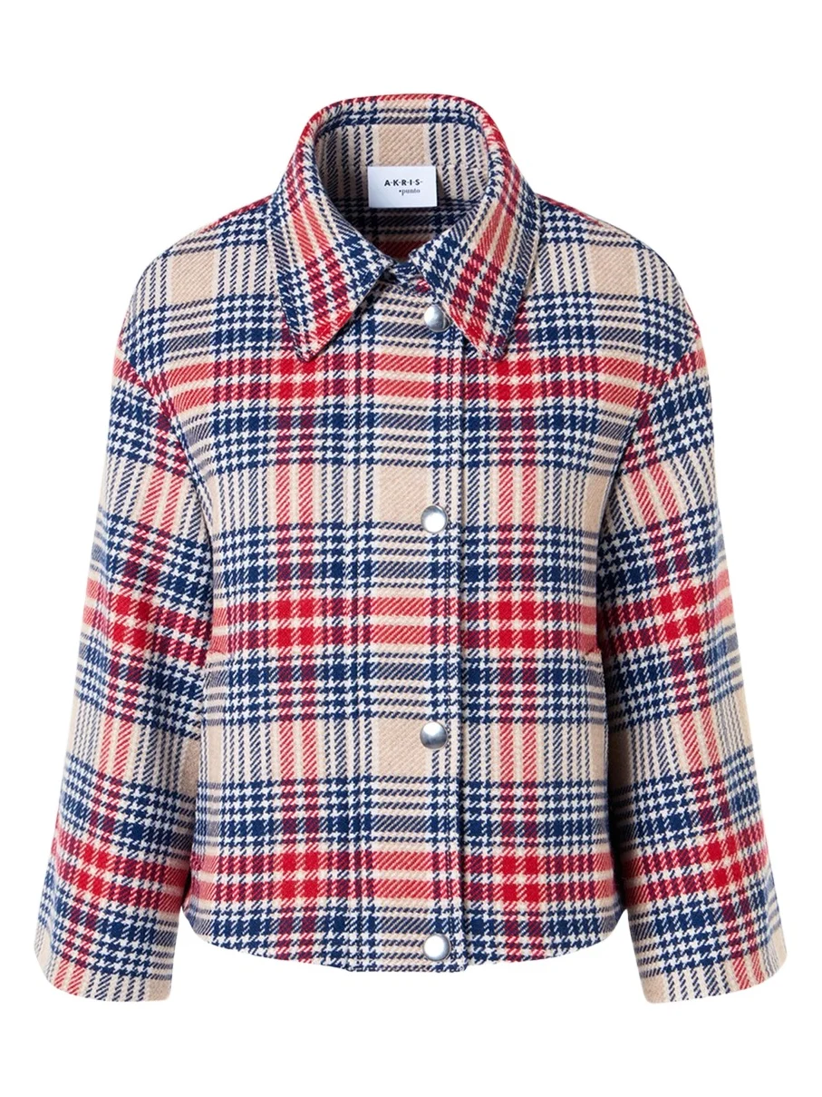 Check Wool Zip Short Jacket Check Wool Zip Short Jacket