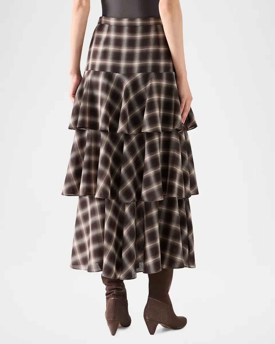 Akris punto Shelley Plaid Techno Wool-Blend Midi Skirt | Thumbnail 3 Akris punto Shelley Plaid Techno Wool-Blend Midi Skirt | Thumbnail 3