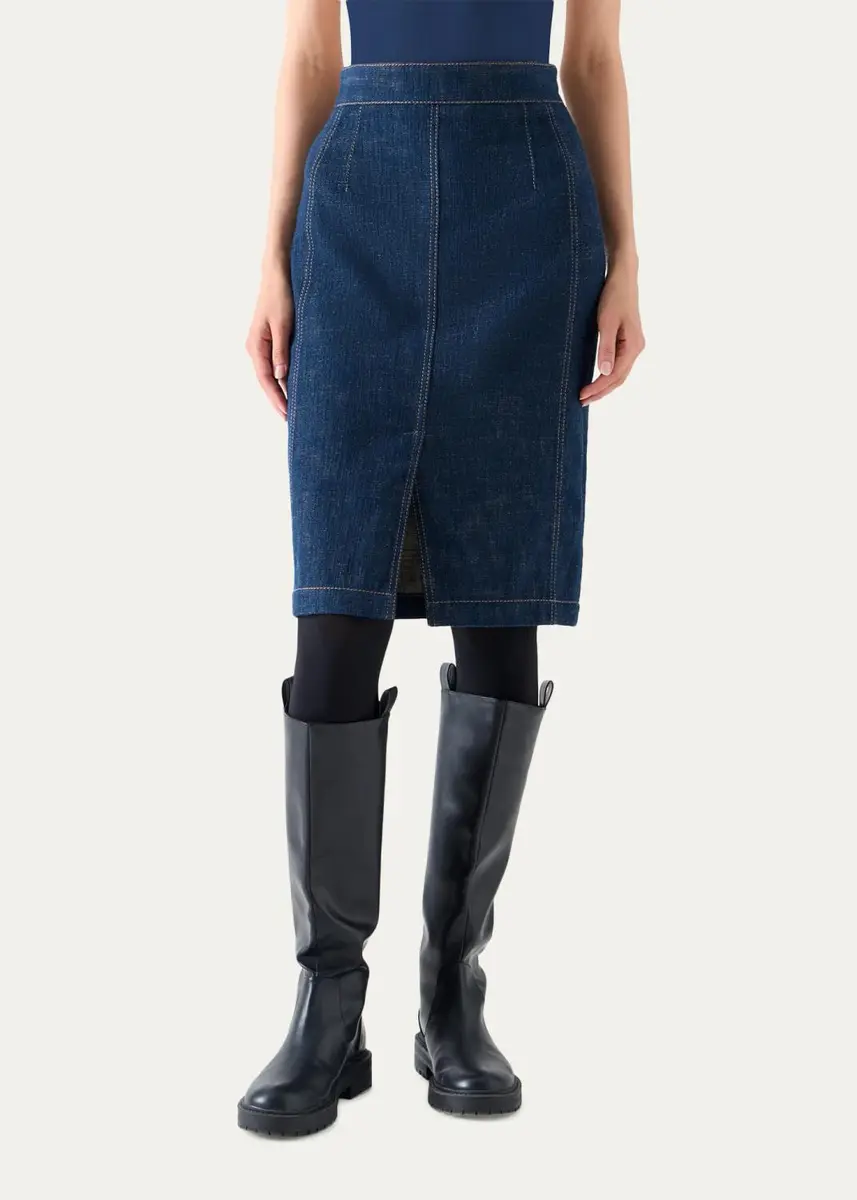 Akris punto Pencil Winter Denim Midi Skirt | Thumbnail 2 Akris punto Pencil Winter Denim Midi Skirt | Thumbnail 2