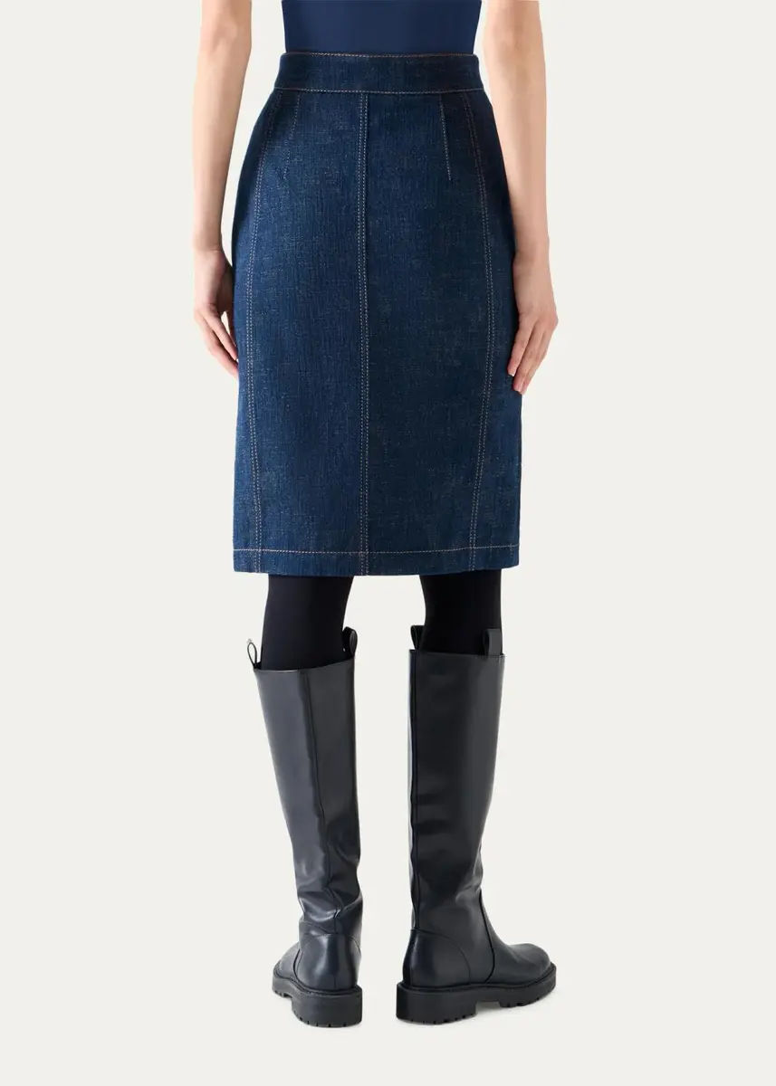 Akris punto Pencil Winter Denim Midi Skirt | Thumbnail 3 Akris punto Pencil Winter Denim Midi Skirt | Thumbnail 3