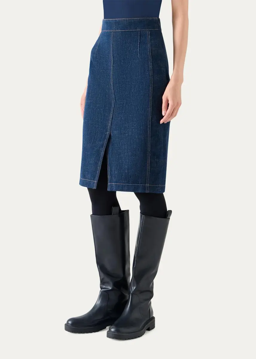 Akris punto Pencil Winter Denim Midi Skirt | Thumbnail 4 Akris punto Pencil Winter Denim Midi Skirt | Thumbnail 4