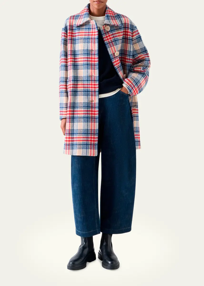 Akris punto Check Wool Single-Breasted Mid-Length Coat | Thumbnail 2