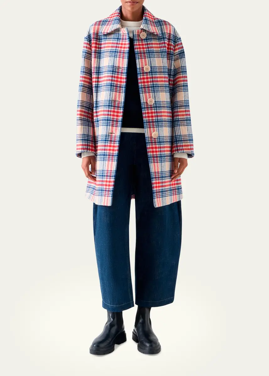 Akris punto Check Wool Single-Breasted Mid-Length Coat | Thumbnail 4