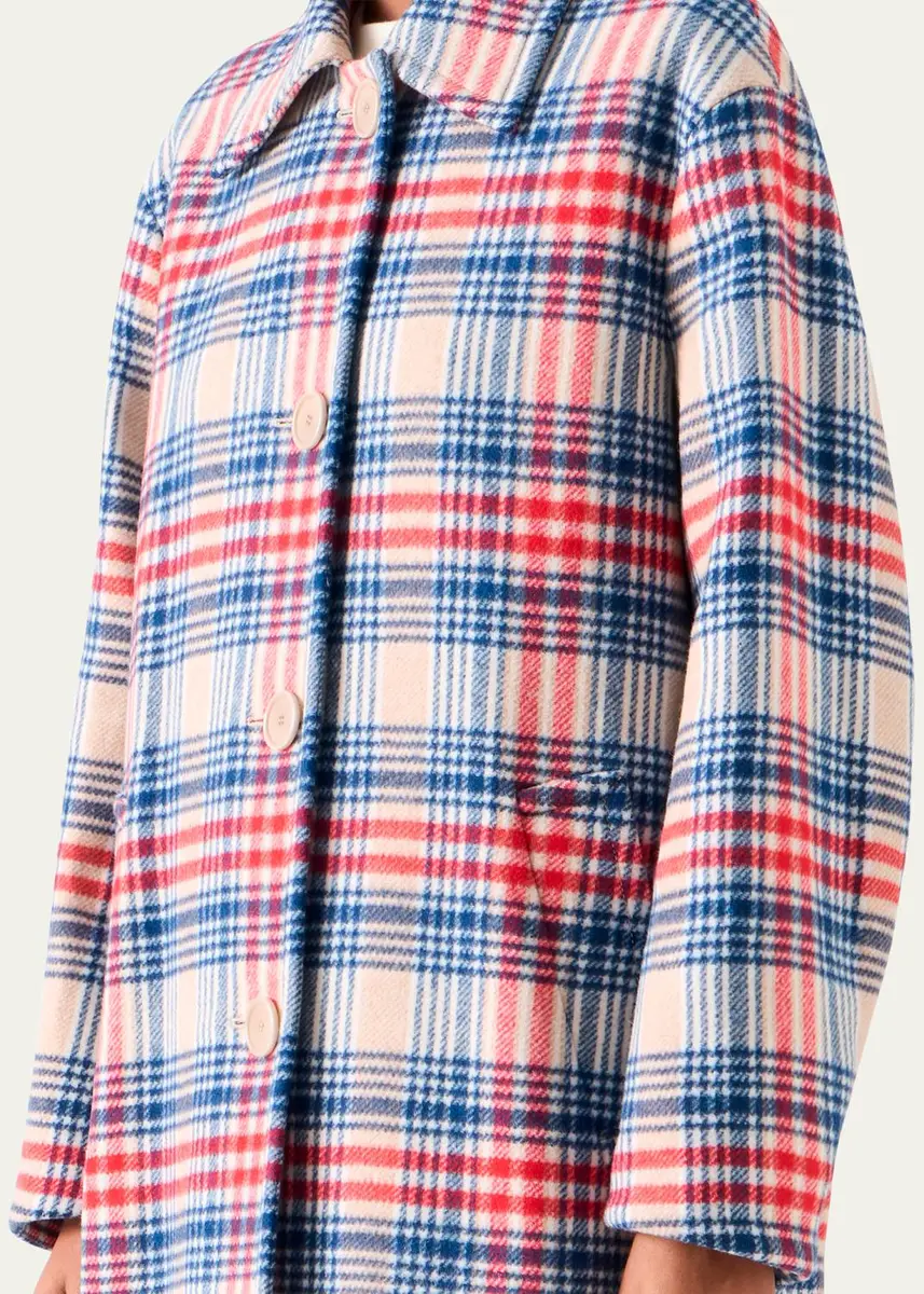 Akris punto Check Wool Single-Breasted Mid-Length Coat | Thumbnail 5