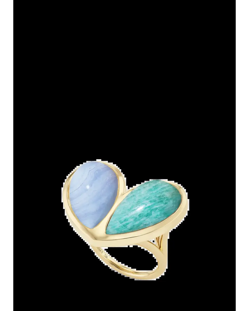 GEMELLA JEWELS Mega Sweetheart 18K Laced Agate and Amazonite Ring | Thumbnail 2