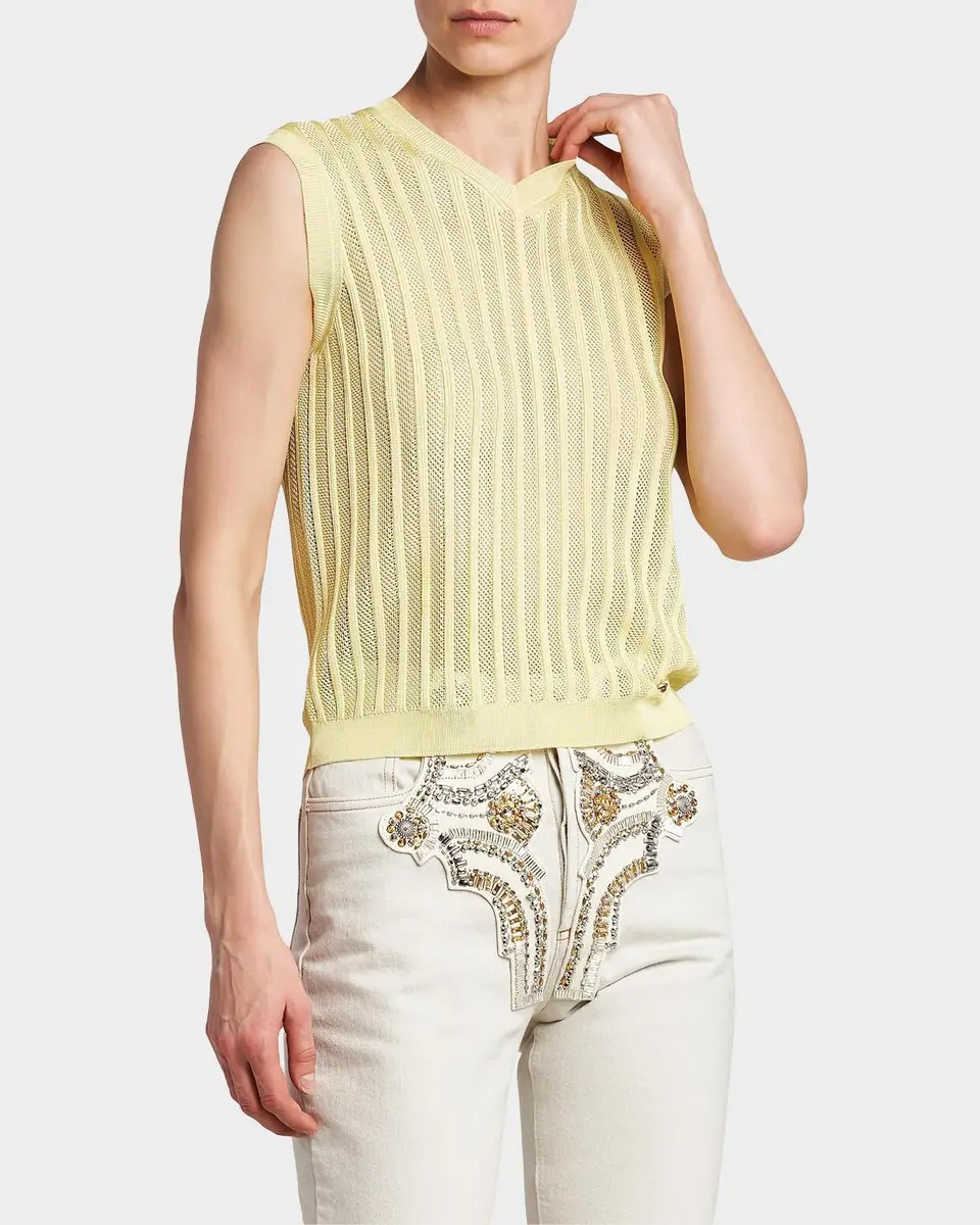 Versace La Vacanza Mesh Rib-Knit Sweater Vest | Thumbnail 6 Versace La Vacanza Mesh Rib-Knit Sweater Vest | Thumbnail 6