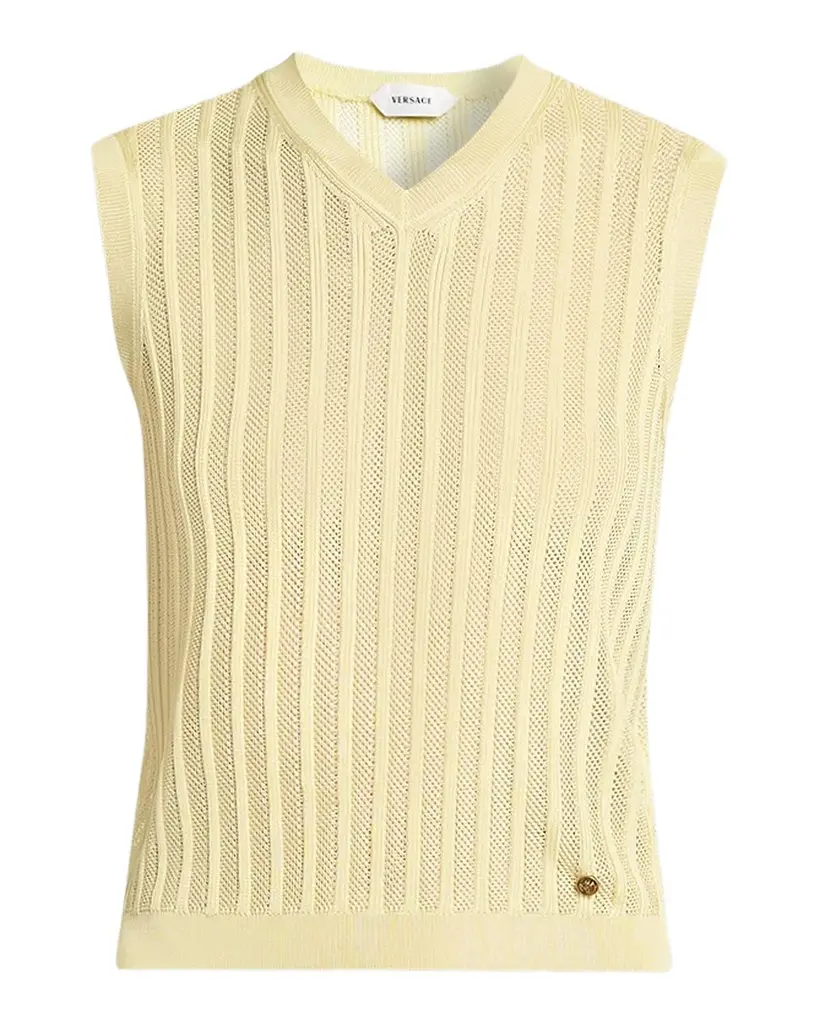 Versace La Vacanza Mesh Rib-Knit Sweater Vest | Image 1 Versace La Vacanza Mesh Rib-Knit Sweater Vest | Image 1