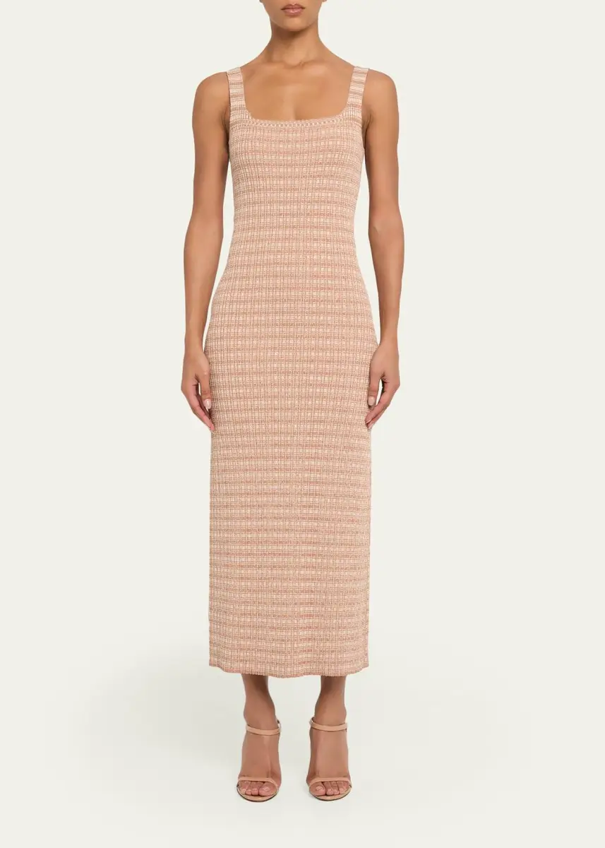PRABAL GURUNG Square-Neck Striped Rib Knit Midi Tank Dress | Thumbnail 2 PRABAL GURUNG Square-Neck Striped Rib Knit Midi Tank Dress | Thumbnail 2