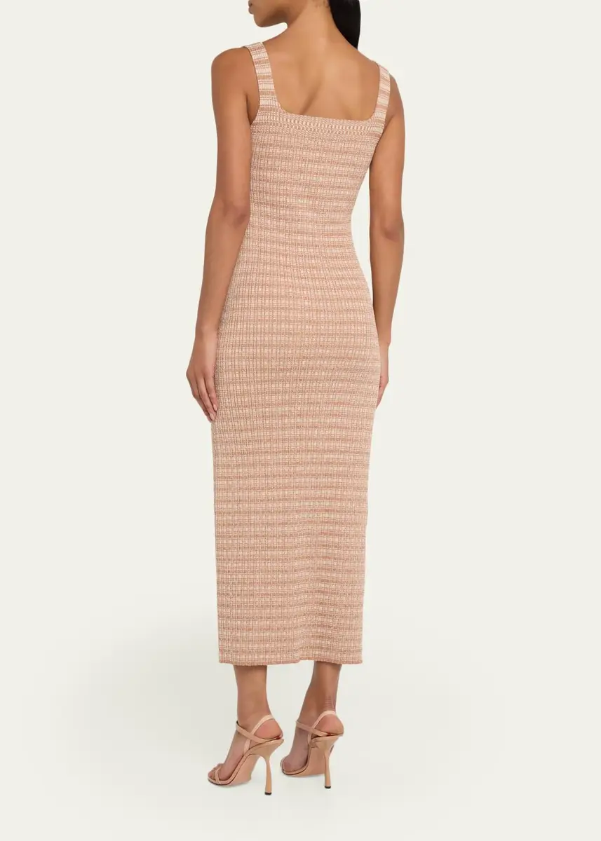 PRABAL GURUNG Square-Neck Striped Rib Knit Midi Tank Dress | Thumbnail 3 PRABAL GURUNG Square-Neck Striped Rib Knit Midi Tank Dress | Thumbnail 3