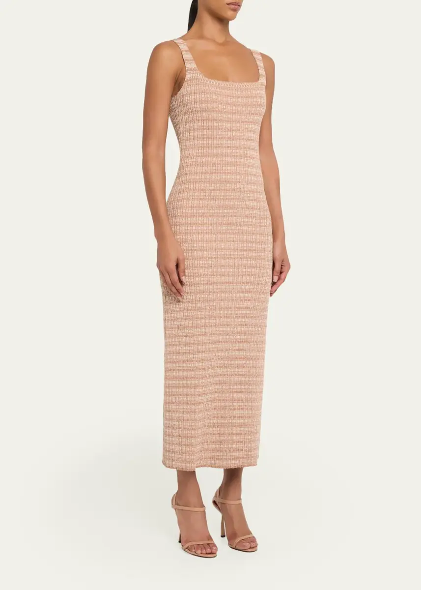 PRABAL GURUNG Square-Neck Striped Rib Knit Midi Tank Dress | Thumbnail 4 PRABAL GURUNG Square-Neck Striped Rib Knit Midi Tank Dress | Thumbnail 4