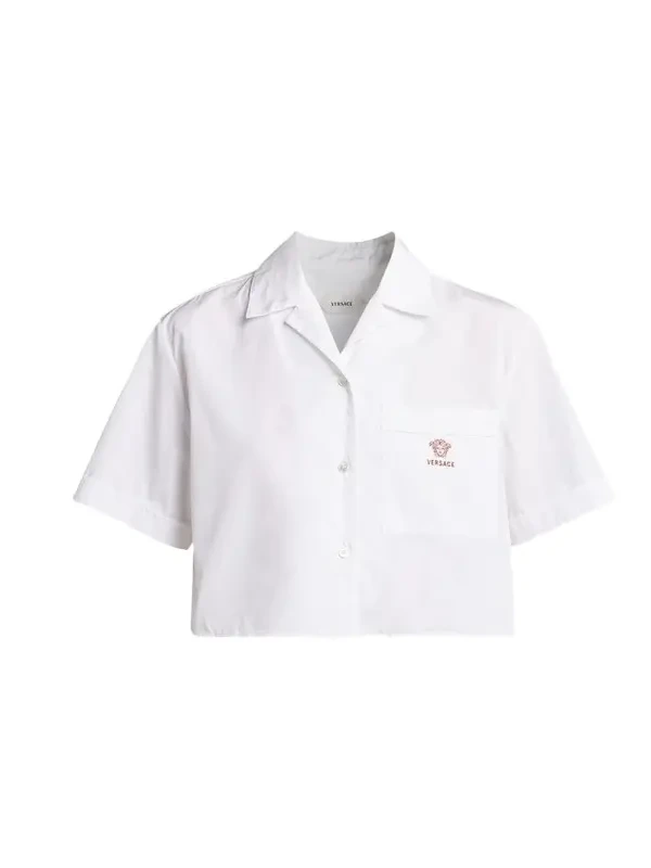 Embroidered Pocket Cropped Poplin Shirt