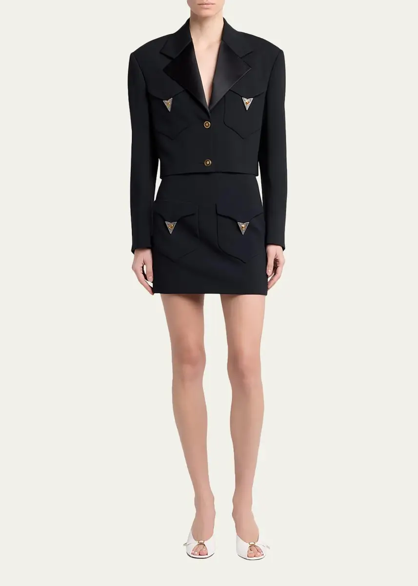 Versace Cropped Informal Wool Jacket | Thumbnail 2 Versace Cropped Informal Wool Jacket | Thumbnail 2