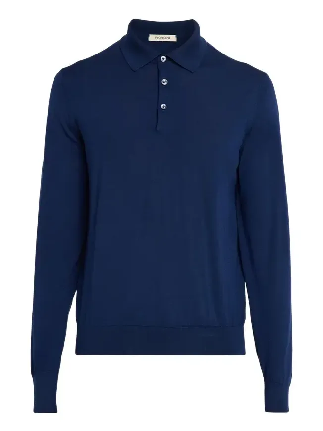 Men's Merino Wool Knit Long-Sleeve Polo Shirt