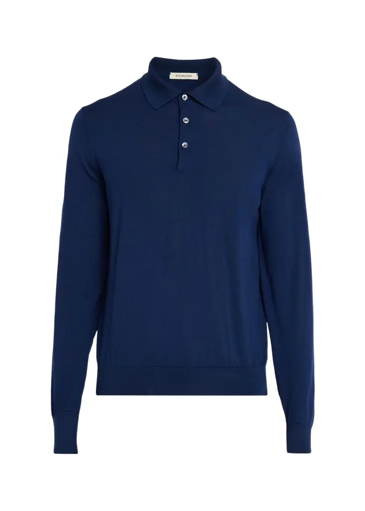 Fioroni Men's Merino Wool Knit Long-Sleeve Polo Shirt | Image 1 Fioroni Men's Merino Wool Knit Long-Sleeve Polo Shirt | Image 1