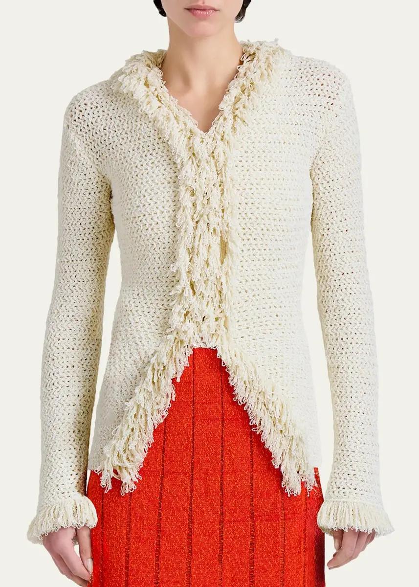 Proenza Schouler Nilo Textured Top w/ Frayed Trim | Thumbnail 4