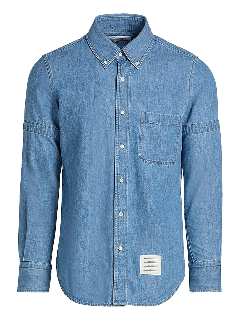 Thom Browne Men's Chambray Nametag Button-Down Shirt