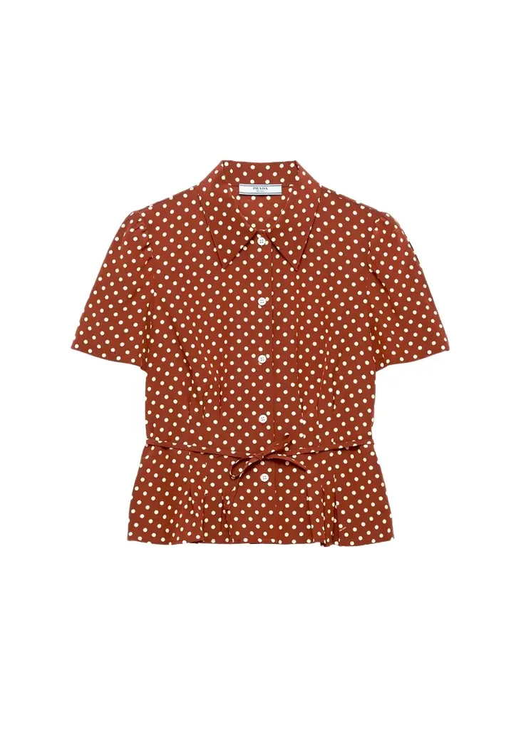 Prada Polka-Dot Silk Short-Sleeve Button-Down Shirt | Image 1 Prada Polka-Dot Silk Short-Sleeve Button-Down Shirt | Image 1