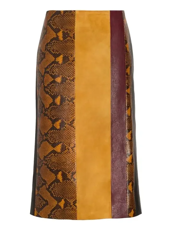 Sirine Colorblock Pyhton-Print Leather Skirt Sirine Colorblock Pyhton-Print Leather Skirt