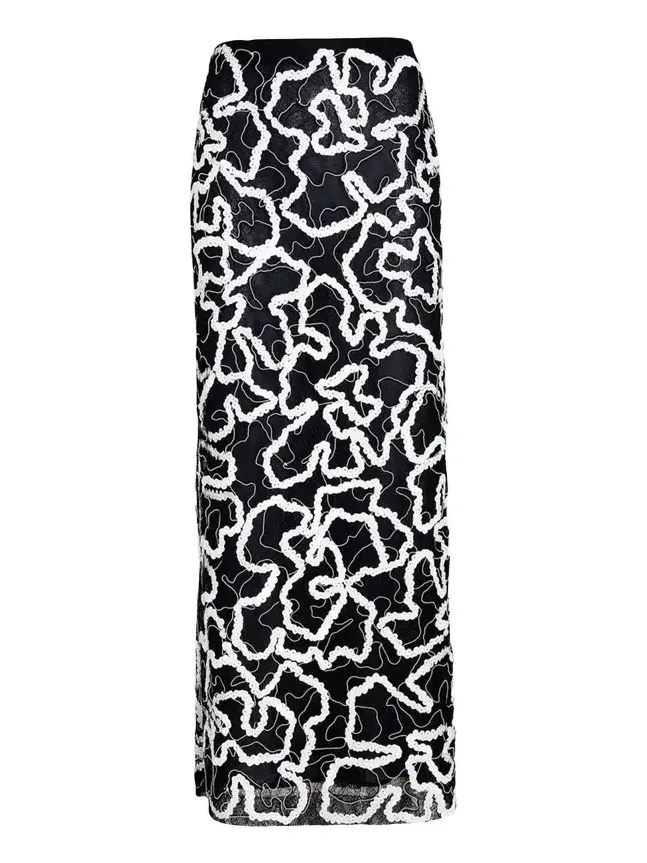 Maite Embroidered Column Maxi Skirt