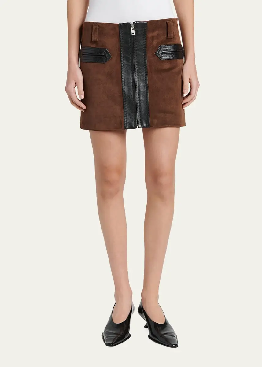 Marni Zip-Front Suede Mini Skirt | Thumbnail 4 Marni Zip-Front Suede Mini Skirt | Thumbnail 4