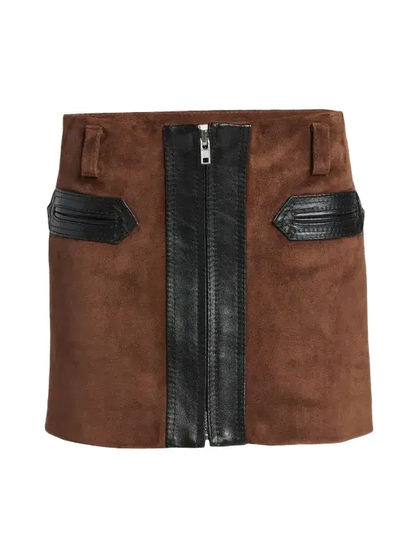 Zip-Front Suede Mini Skirt Zip-Front Suede Mini Skirt