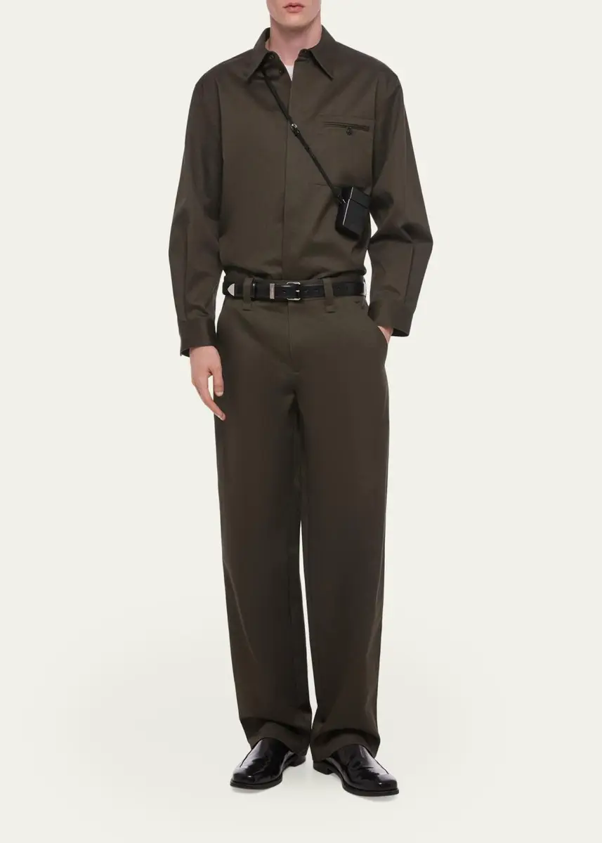 Helmut Lang Men's Flat-Front Cotton Five-Pocket Chino Pants | Thumbnail 2