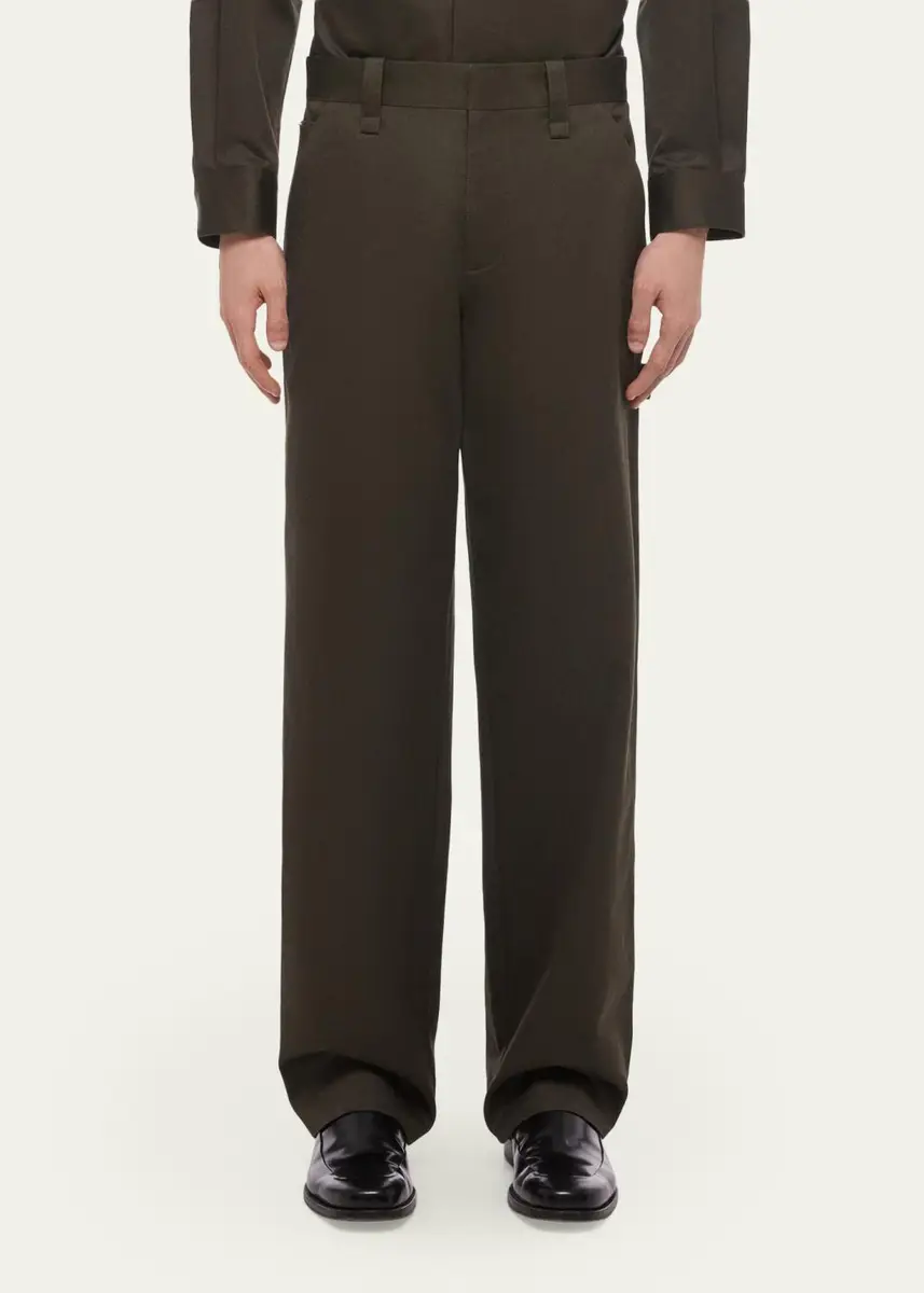 Helmut Lang Men's Flat-Front Cotton Five-Pocket Chino Pants | Thumbnail 3