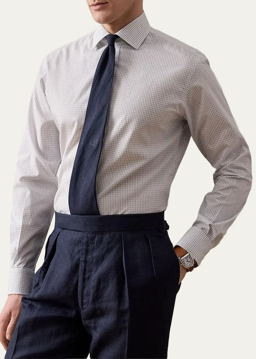 Ralph Lauren Purple Label Men's Tattersall Poplin Sport Shirt | Thumbnail 3