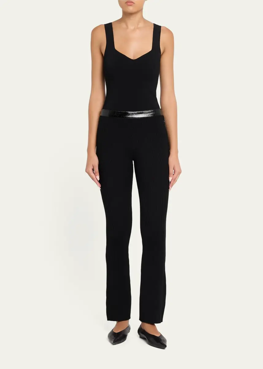 Courrèges Contrast Vinyl & Knit Straight-Leg Pants | Thumbnail 2 Courrèges Contrast Vinyl & Knit Straight-Leg Pants | Thumbnail 2