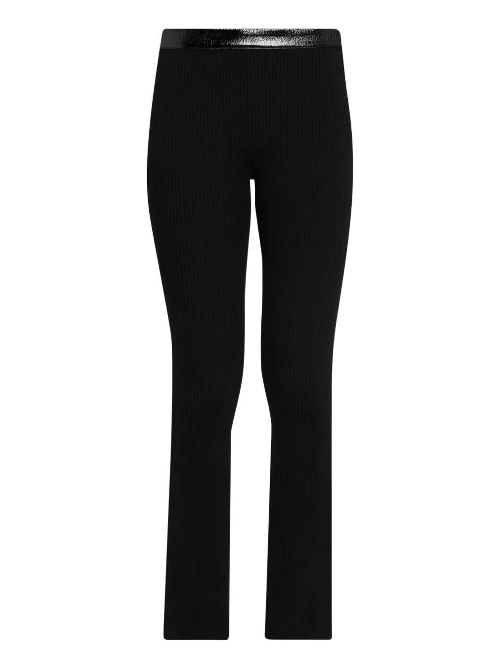 Contrast Vinyl & Knit Straight-Leg Pants Contrast Vinyl & Knit Straight-Leg Pants
