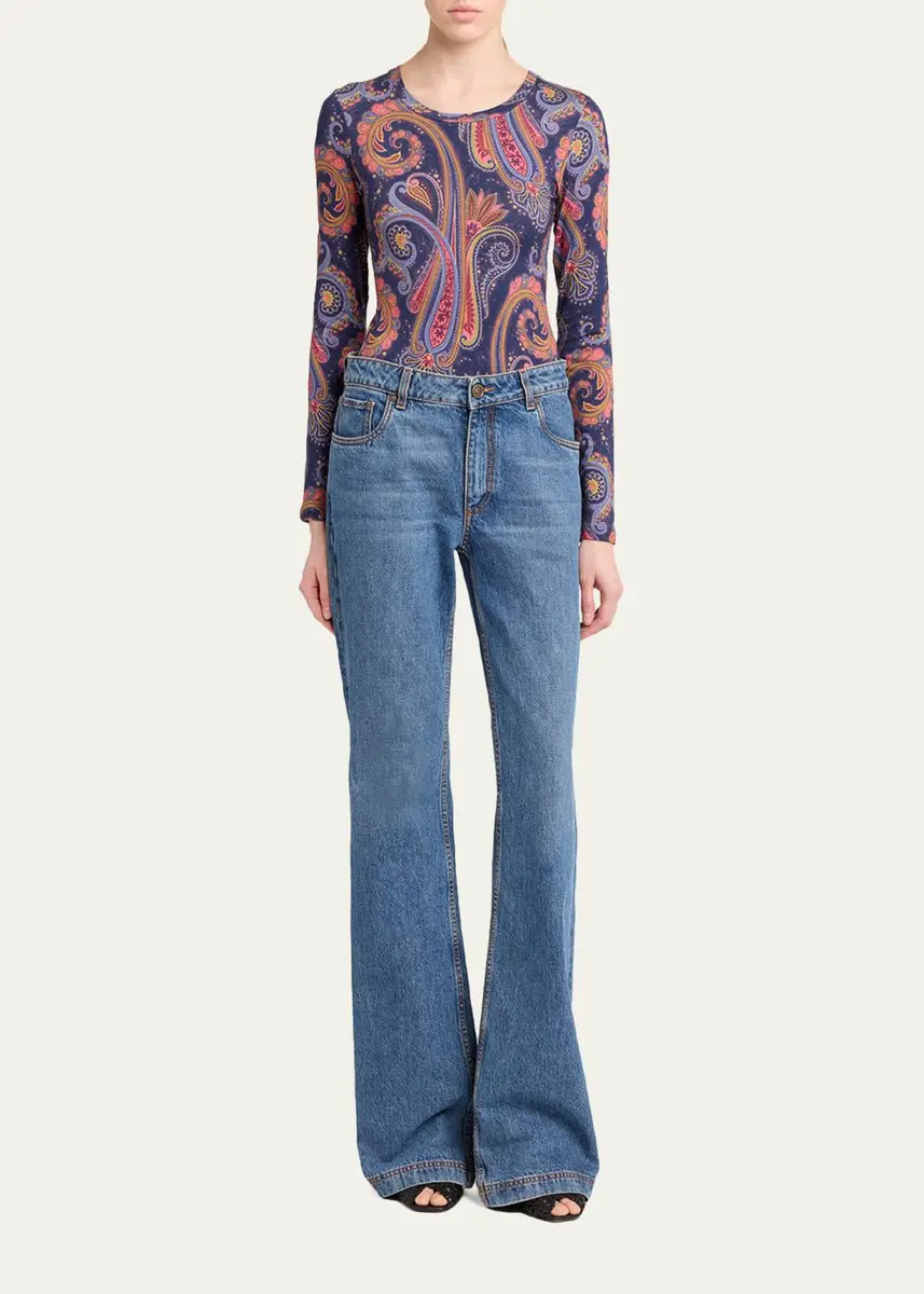 Etro Paisley-Print Wool Jersey Long-Sleeve Top | Thumbnail 2 Etro Paisley-Print Wool Jersey Long-Sleeve Top | Thumbnail 2