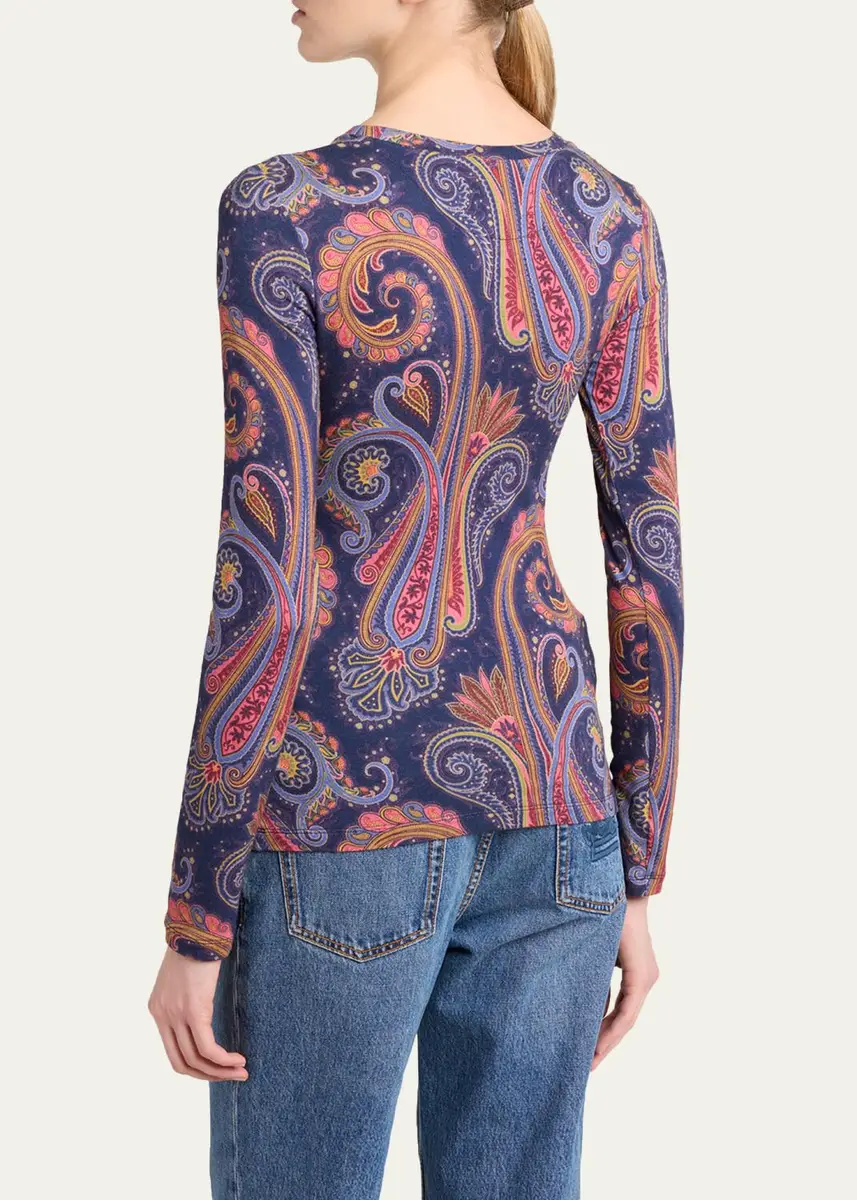 Etro Paisley-Print Wool Jersey Long-Sleeve Top | Thumbnail 3 Etro Paisley-Print Wool Jersey Long-Sleeve Top | Thumbnail 3